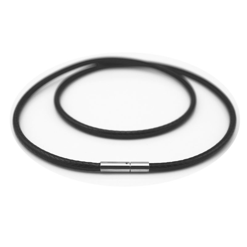 Glory Qin 3mm Black Wax cord Silk Leather Cord Wire rope Chain Stainless Steel Clasp Necklace Rope 16 TO 28 Inch (20 Inch) - Image 1